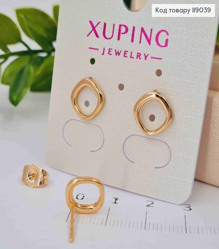 Сережки гвіздки, Ромби із закругленими кутами, 1*1см, XUPING 18K 119039 фото 2