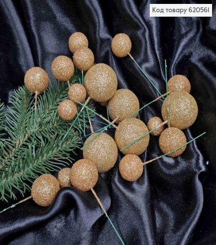 Декор Новогодний, ЗОЛОТЫЕ шарики разного размера, 2см*3см*4см, 20шт/уп 620561 фото 1