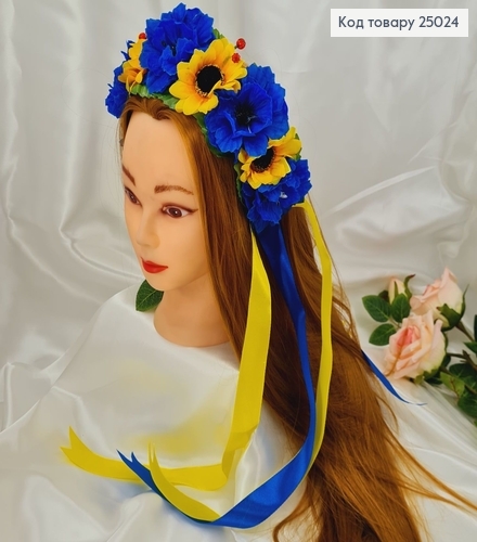 Обруч пластик, Соняшники + Волошки , зі стрічками , Україна 287004 фото 1