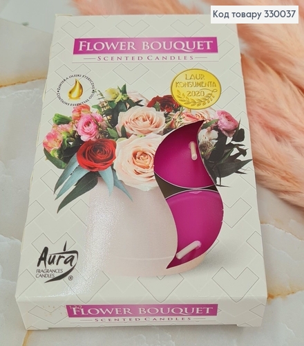 Аромасвечка таблетка BISPOL Букет цветов 6 шт/4 часов, 15-334 330037 фото 1