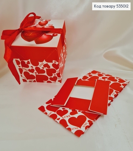 Коробка складная в сердечках 10х10 см 535012 фото 1