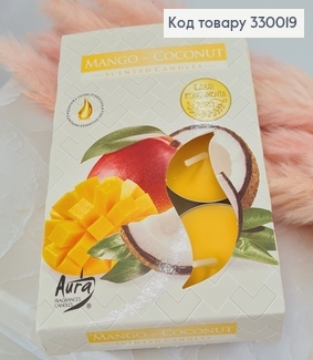 Аромасвечка таблетка BISPOL Манго кокосовый 6 шт/4 часов, 15-316 330019 фото