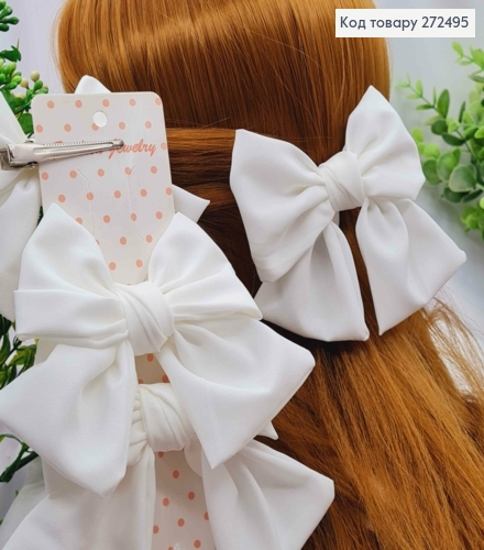 Бант МОЛОЧНОГО цвета, на заколке, ткань софт, размер 10*9см, ручная работа 272495 фото 1