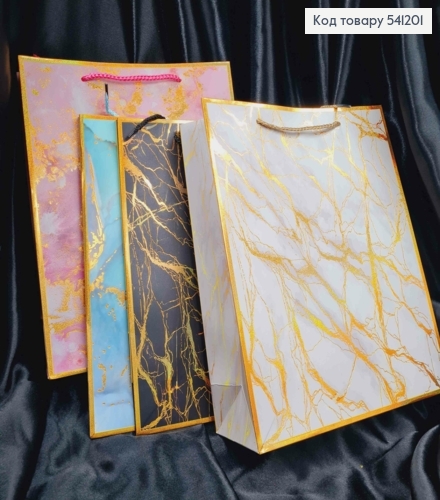 Пакет бумажный из Золотые хаотические линии, 32*26*10см, в ассортименте 541201 фото 1