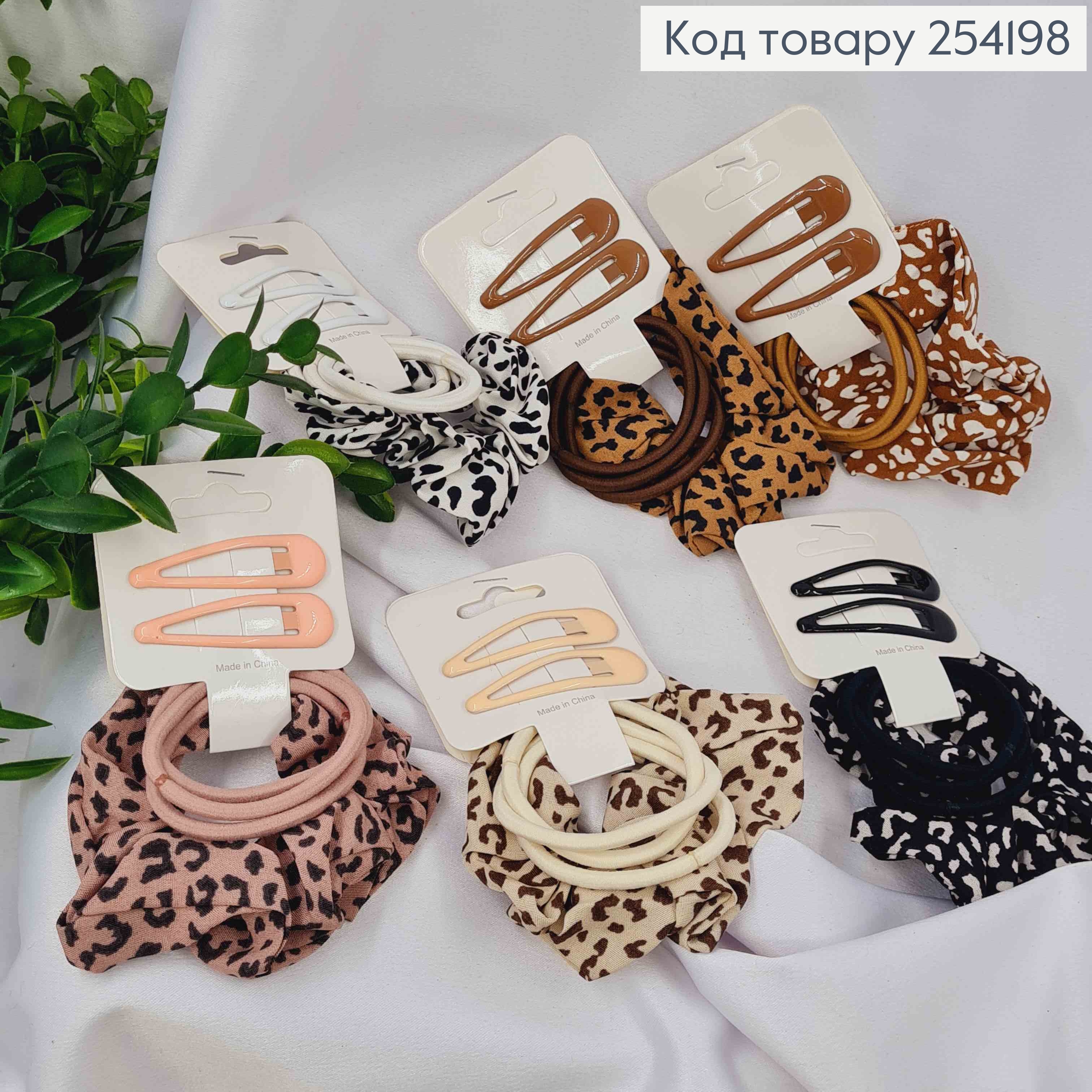 Набор: заколка Тик-Так (2шт/5см), Резинка (Шнурок-3шт/Объемная-1шт), Пастельные цвета в ассортименте 254198 фото 1