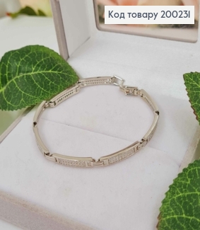 Браслет родований, петіння пластинками в камінцях, довж. 19см, Xuping 200231 фото