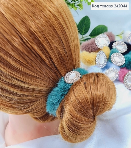 Резинка  пушок з брошкою в ас. 242044 фото 2