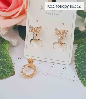 Серьги кольца 1см, с бантиком в камешках, Xuping 18K 116332 фото