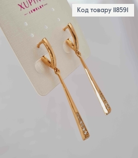 Серьги с подвижной подвеской в ярких камнях, 1,6+3,3см, Xuping 18К 118591 фото