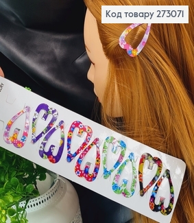 Заколка тік-так сердечко з квіточками  4,5 см 10 шт/уп. 273071 фото