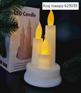 Декоративный LED фонарик 13,5см "Свеча" теплого цвета, БЕЛОГО цвета, без батареек 623035 фото