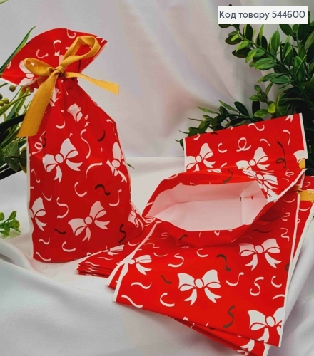 Пакет полиэтиленовый, с принтом "Бантики" на ленте-завязке, 50шт/уп, 22*14,5см 544600 фото 1