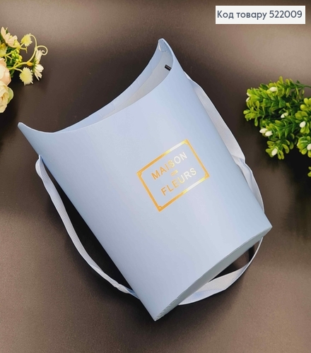 Коробка для цветов, овальной формы, "Maison des Fleurs"  Голубой цвет, 22*17см. 522009 фото 1