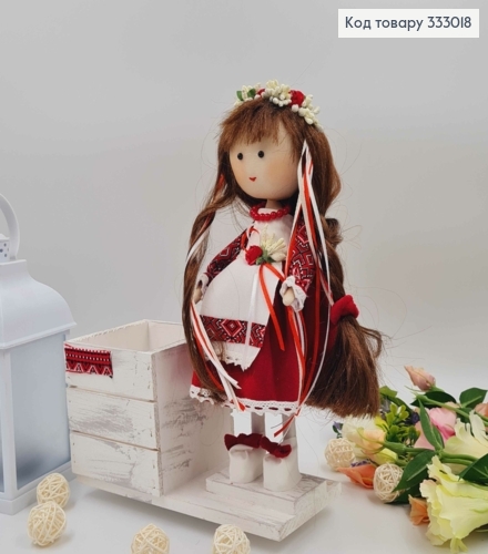 Лялька УКРАЇНОЧКА (32см) з дерев"яним кашпо (11*11см) см,ручна робота, Україна 333018 фото 1