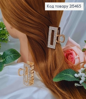 Краб металл, прямоугольный, золотого цвета в камешках, 4,5см. 215465 фото