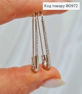 Сережки родовані "Шпилька" з камінчиками 3см Xuping  180972 фото
