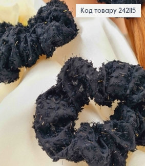 Резинка об'ємна, з люрексом, 10см, чорного кольору  242115 фото
