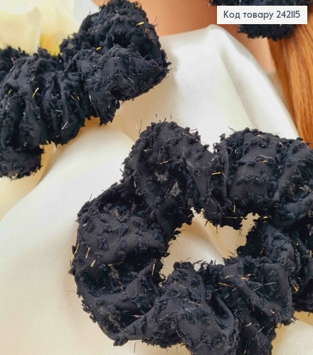 Резинка об'ємна, з люрексом, 10см, чорного кольору  242115 фото 1