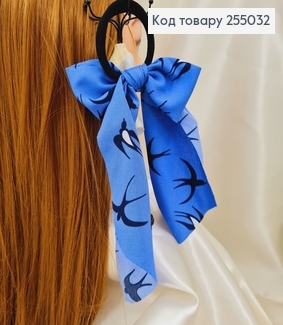 Резинка 5см, Твилли Бант Синий Ласточки 9*15см (ручная работа, Украина) 255032 фото