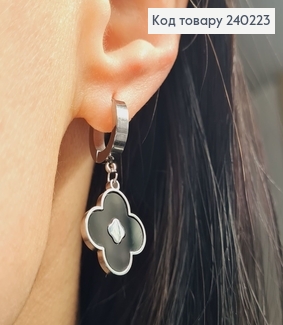 Сережки родированые кольца "Van Cleef", 2,5*1,5см, Stainless Steel 240223 фото