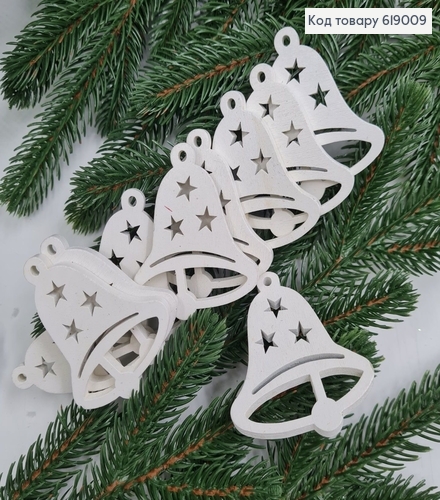 Набор колокольчика деревянные белые 4,7*5,7 см 10 шт. 619009 фото 1