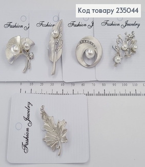 Брошь металл серебряная  с камнями 235044 фото
