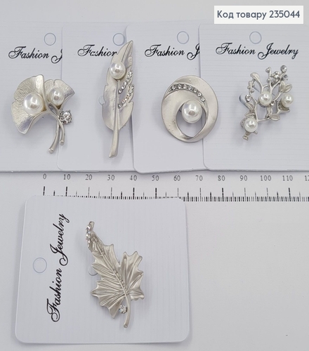 Брошь металл серебряная  с камнями 235044 фото 1