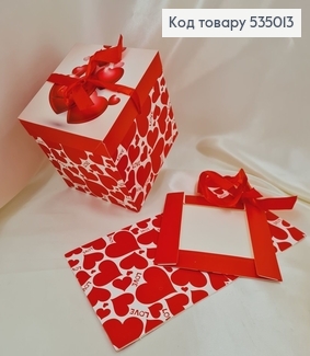Коробка складная в сердечках 15х15 см 535013 фото