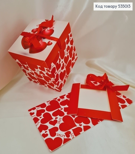 Коробка складная в сердечках 15х15 см 535013 фото 1