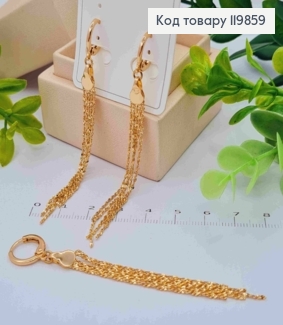 Серьги кольца с подвесными цепочками (7см), диаметр 1,1см, XUPING 18К 119859 фото