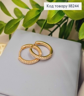 Серьги кольца украшены Блестящими камешками, диаметр 1,8см, Xuping 18К 118244 фото