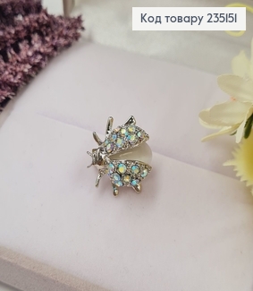 Брошка "Божья коровка" в камушках 2*2 см, серебряный цвет. 235151 фото