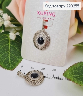 Кулон родований, Версаче з чорною вставкою, 1,5*1,5см, Xuping  220255 фото