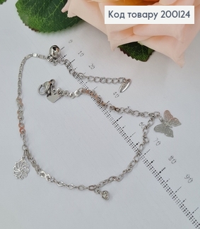 Браслет на ногу родироаваный "Нежный", длина 23+5см, Xuping 200124 фото