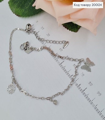 Браслет на ногу родироаваный "Нежный", длина 23+5см, Xuping 200124 фото 1