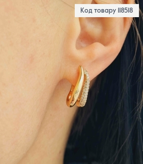 Серьги "Огоньки" с Блестящими камешками, 1,7см, английская застежка, Xuping 18К 118518 фото