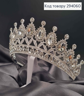 Тиара под серебро, "Ренессанс" с белыми камешками. 294060 фото