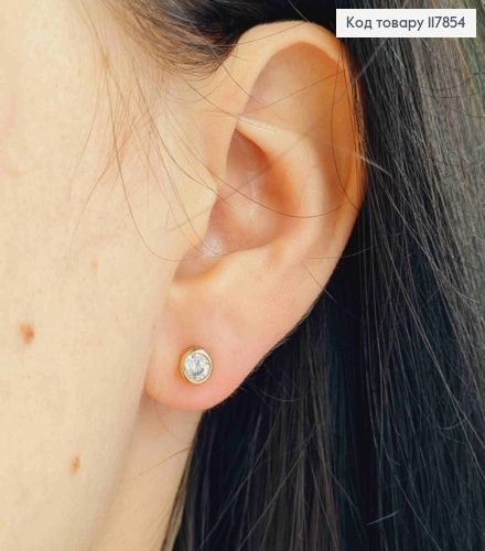 Серьги гвозди, Блестящий камень в оправе, 0,5см, Xuping 18К 117854 фото 3