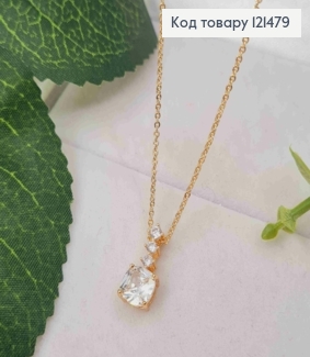 Цепочка якорное плетение, с подвеской Блестящий камешек (1см), длина 45+5см, Xuping 18K 121479 фото