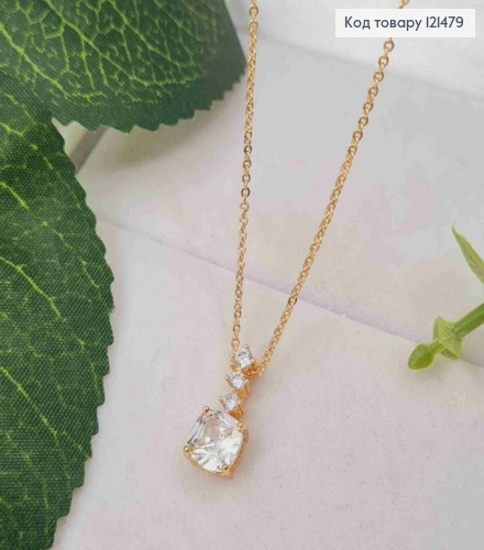 Цепочка якорное плетение, с подвеской Блестящий камешек (1см), длина 45+5см, Xuping 18K 121479 фото 1