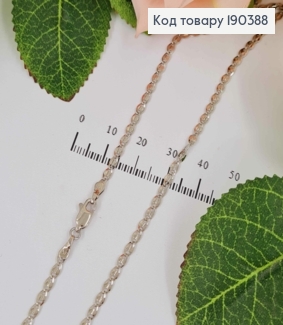 Цепочка родованая 2мм, плетение пластинками с перепонками, 45см, Xuping 190388 фото