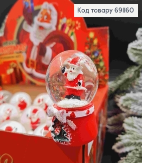 Новорічна Снігова Куля, скляна на керамічній основі, "САНТА" в асортименті, вис 6,5см, діа.4см 691160 фото
