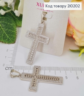 Крестик родованный, ажурный, в оправе камицов, 3,5*2,5см, Xuping 210202 фото