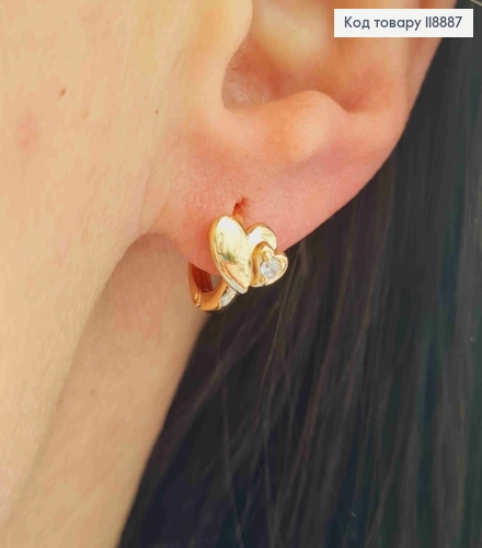 Серьги кольца с Блестящим камешком, диаметр 1,1см, Xuping 18K 118887 фото 2