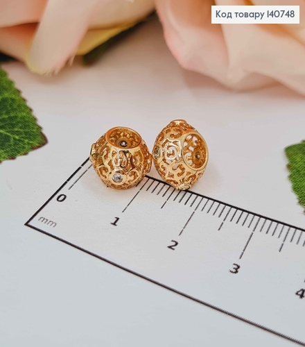 Кулон, Шарм ажурный в камнях, диам. сред. 5мм, высота. 8мм, Xuping 18K 140748 фото 1