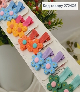 Заколка детская "Разноцветные цветы" 4см. 20шт.\уп. 272405 фото
