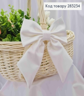 Повязка для корзины Бантик, цвета Айвори на завязках, плотный атлас, 13*17см, ручная работа 283234 фото