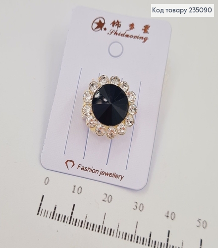 Брошь металл черная с камнями 235090 фото 1