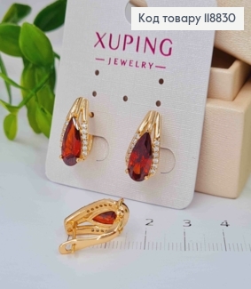 Серьги "Ксения" украшены Красным камнем, 1,7см, англ. застежка, Xuping 18К 118830 фото