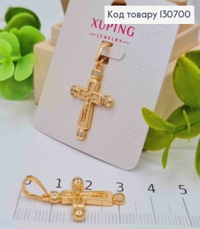 Крестик с распятием и камешками на кончиках, размер 2,5*1,7см Xuping 18K 130700 фото